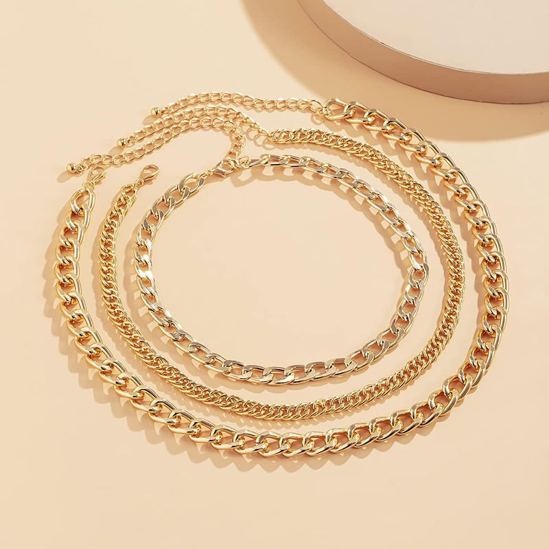 ANGLEQUEEN Chunky Silver Necklaces for Women Silver Layered Pirate Necklaces Punk 8090s Hip Hop Cuban Link Chain Necklace Layered Choker Necklace Pirate Prom Jewelry Freaknik Outfit Accessories - Image 4